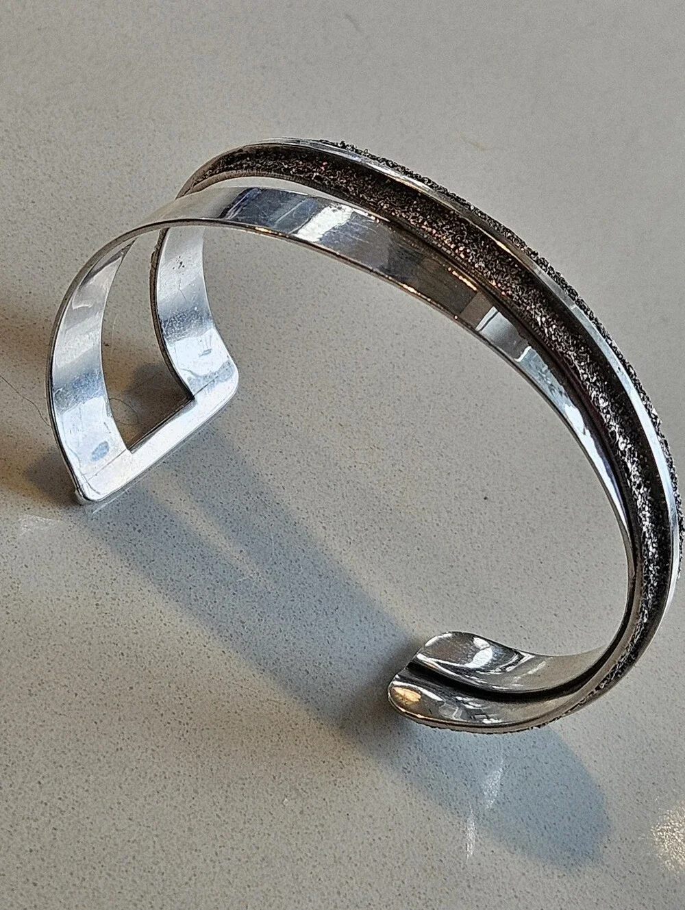 Vintage 1989 Rainstar Navajo Modernist Sterling Silver Cuff Bracelet